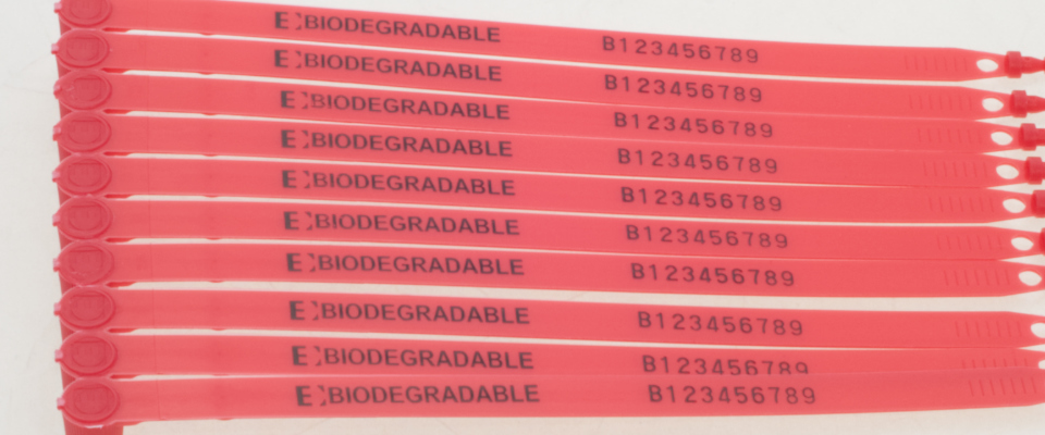 Biodegradable polypropylene additives is added to the our security seals to enhance the biodegradation of plastic.